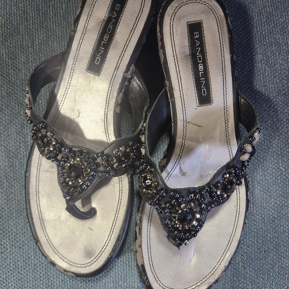Bandolino Black Beaded Sandals